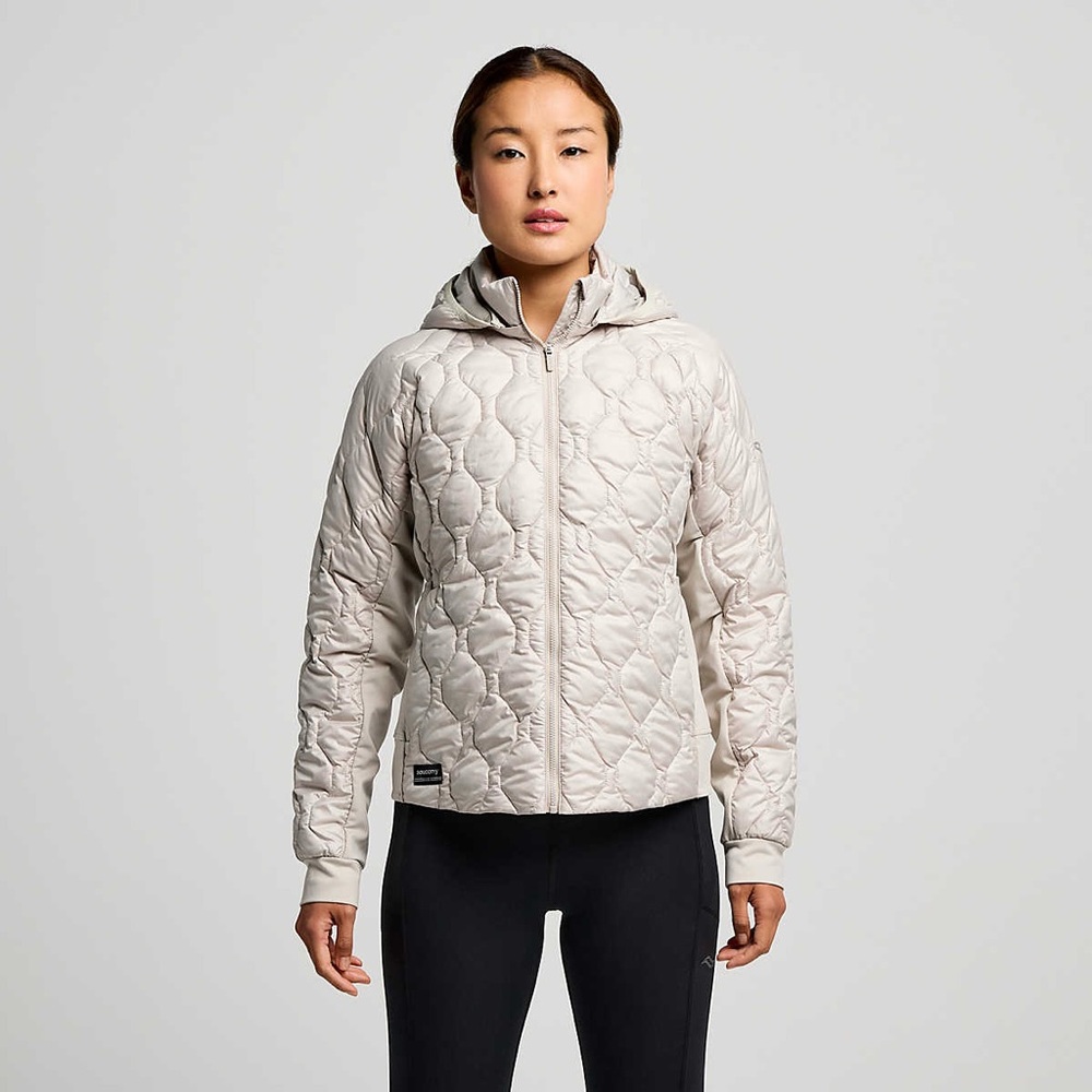 Saucony | Women's Hurricane Insulated Jacket | Dove (removable hood)